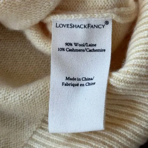 LoveShackFancy Brynner Wool Cashmere Cropped Cardigan Sweater Yellow Medium - Picture 11 of 12